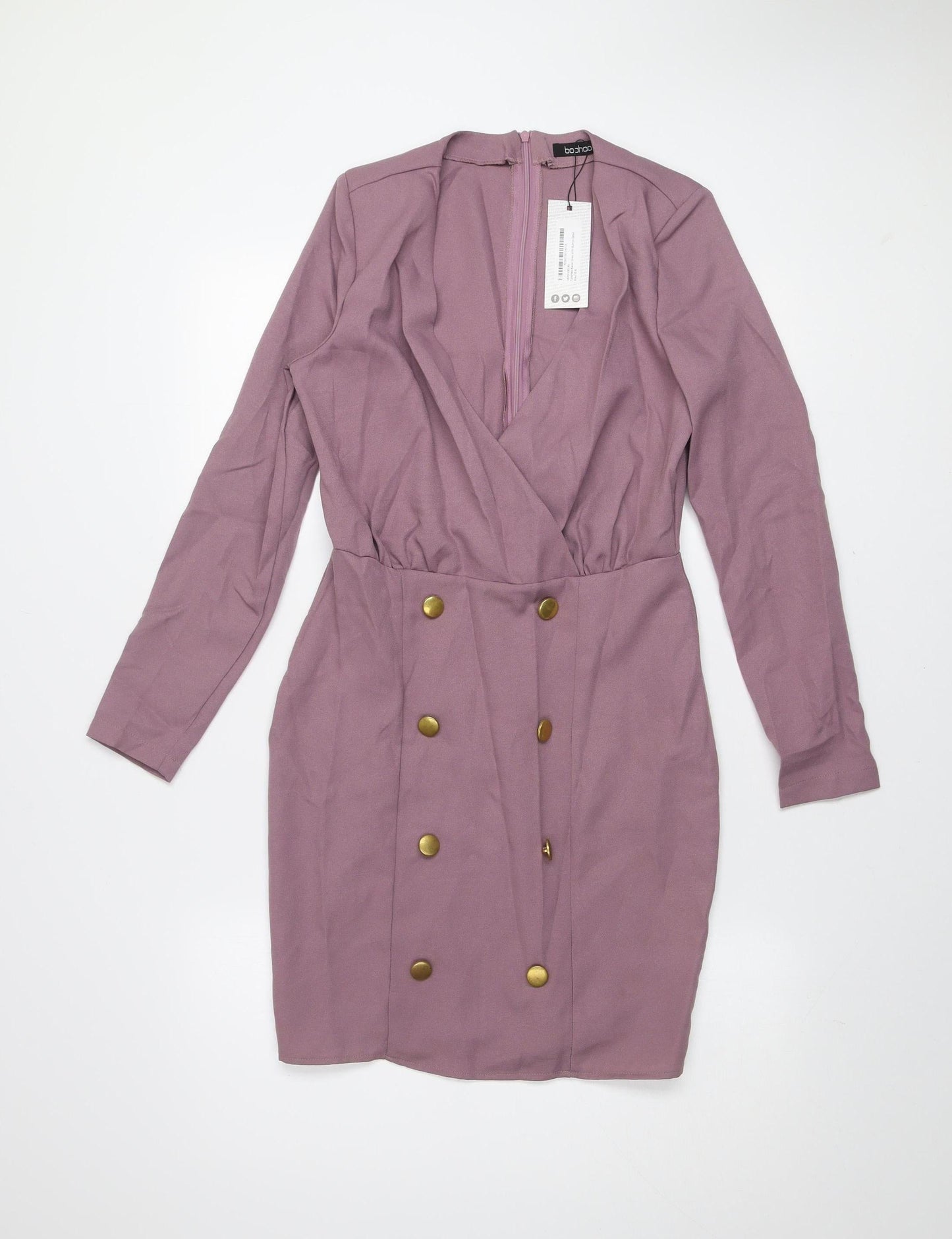 Boohoo Women's Purple Long Sleeve Bodycon Mini Dress UK 8