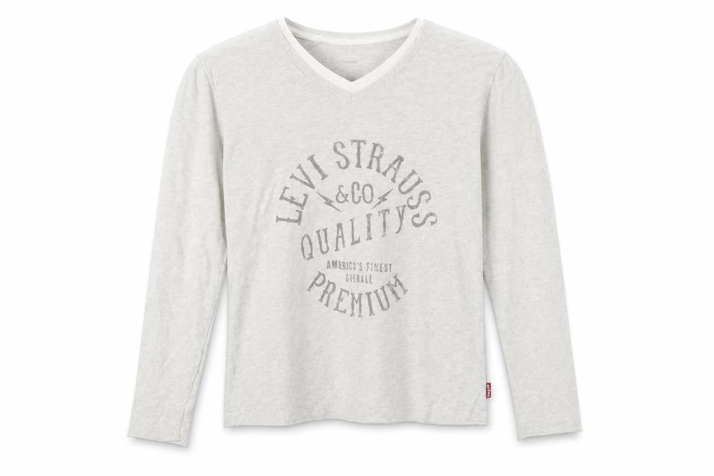 Levi’s Boys Grey Long Sleeve Graphic Cotton V-Neck T-Shirt 14 Years