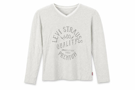 Levi’s Boys Grey Long Sleeve Graphic Cotton V-Neck T-Shirt 14 Years