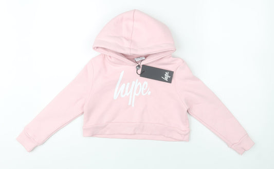 Hype Girls Pink Pullover Hoodie 7-8 Years Cotton Blend Graphic Logo