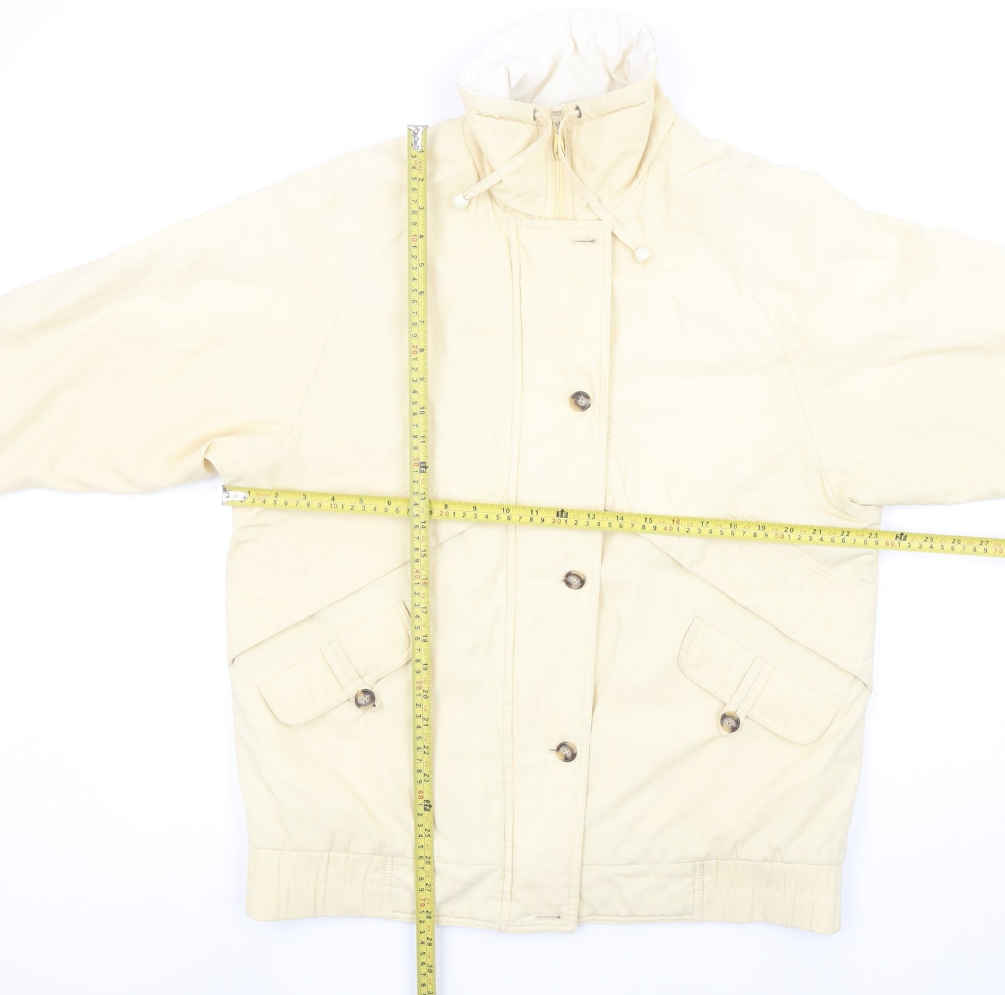 Telemac Women's Beige Size 12 Windbreaker Jacket with Zip & Buttons