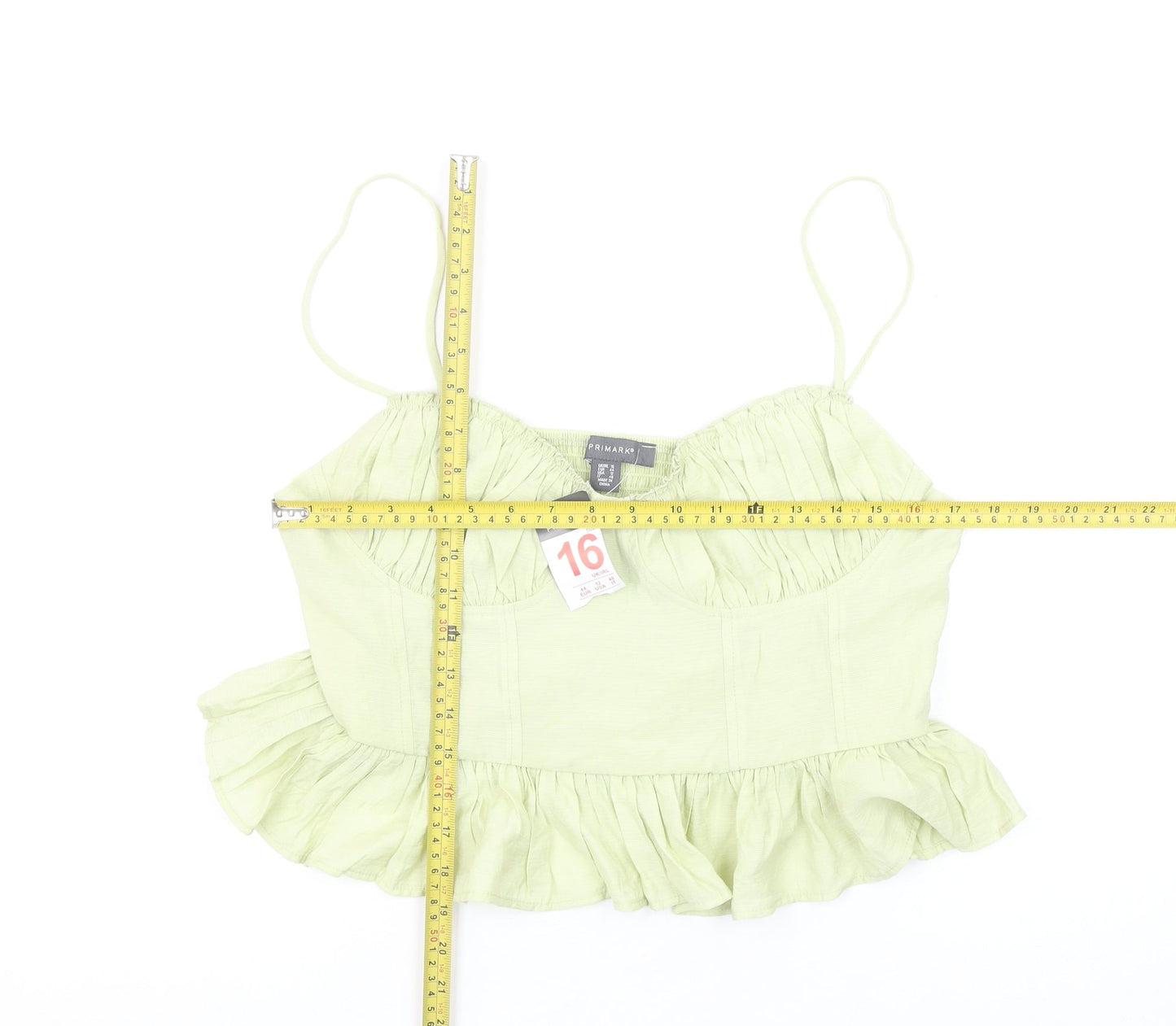 Primark Women’s Green Ruffle Hem Camisole Crop Top Size 16