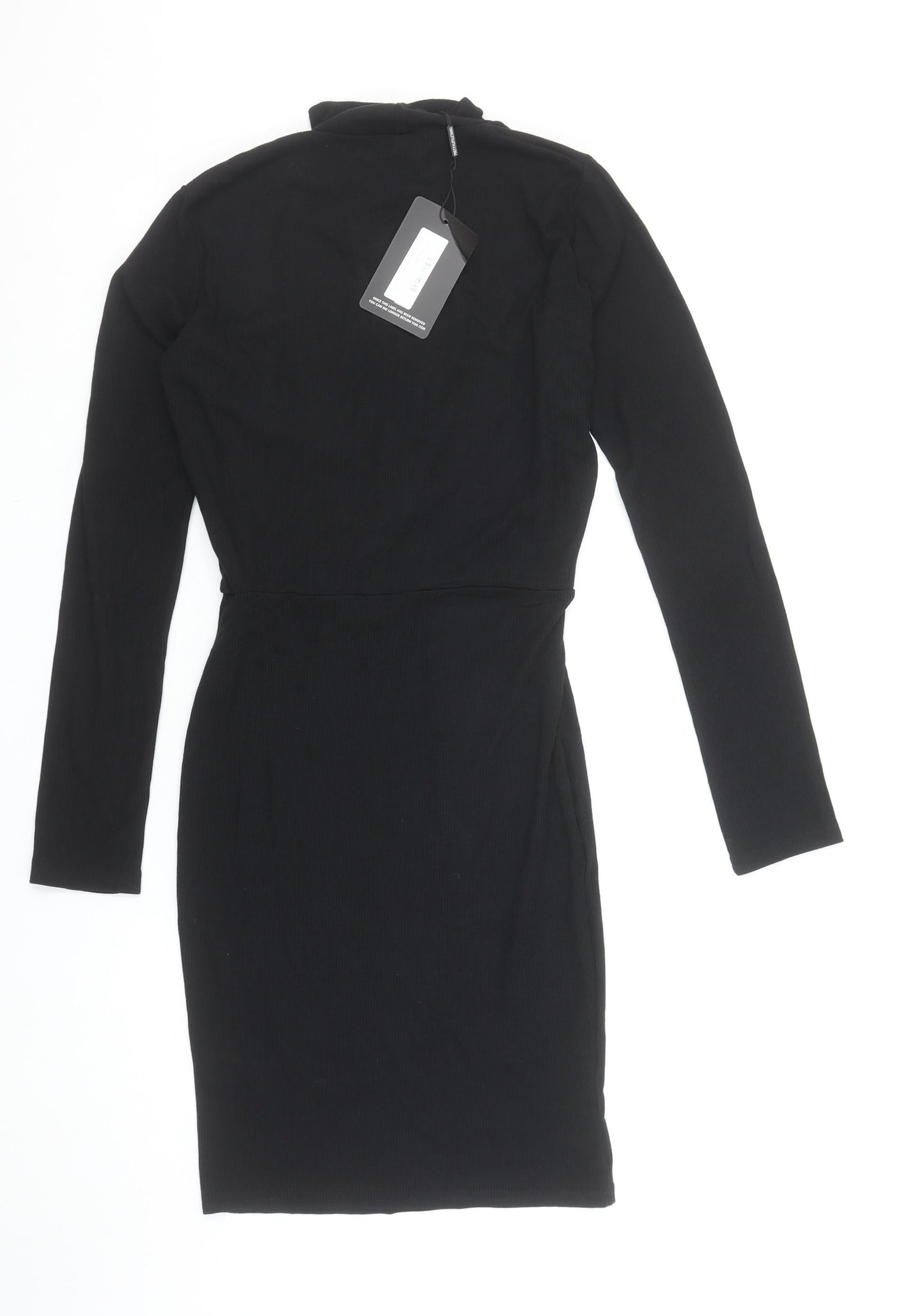 PrettyLittleThing Women Black Size 10 Bodycon Lace Up Dress