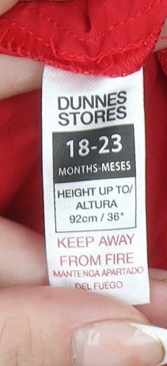 Dunnes Stores Girls Red Velvet Check Bow Fit & Flare Christmas Dress 18-24 Months