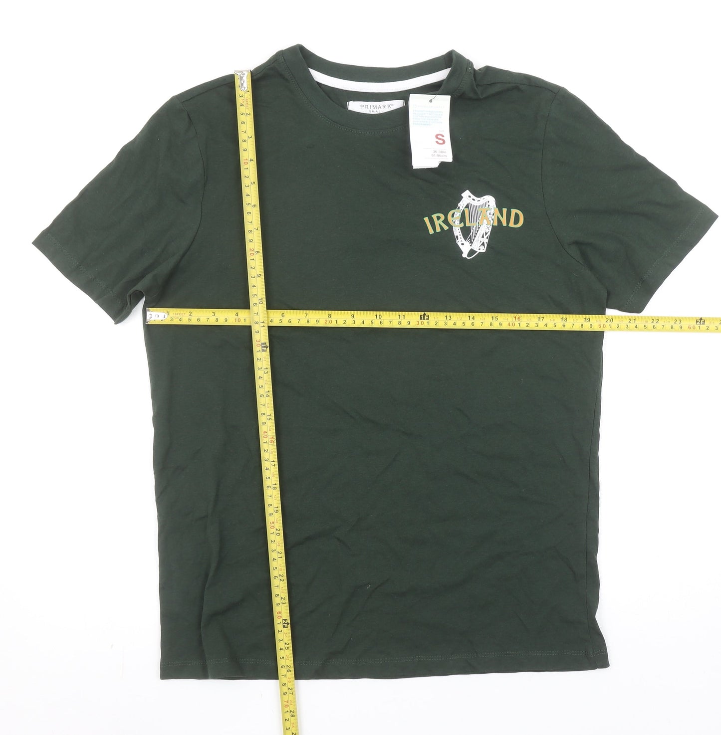 Primark Men's Green Ireland Graphic Regular Fit Cotton T-Shirt Size S