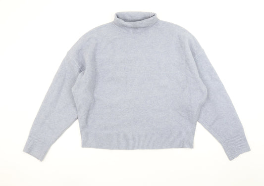 Zara Women's Grey Roll Neck Knit Jumper Size L