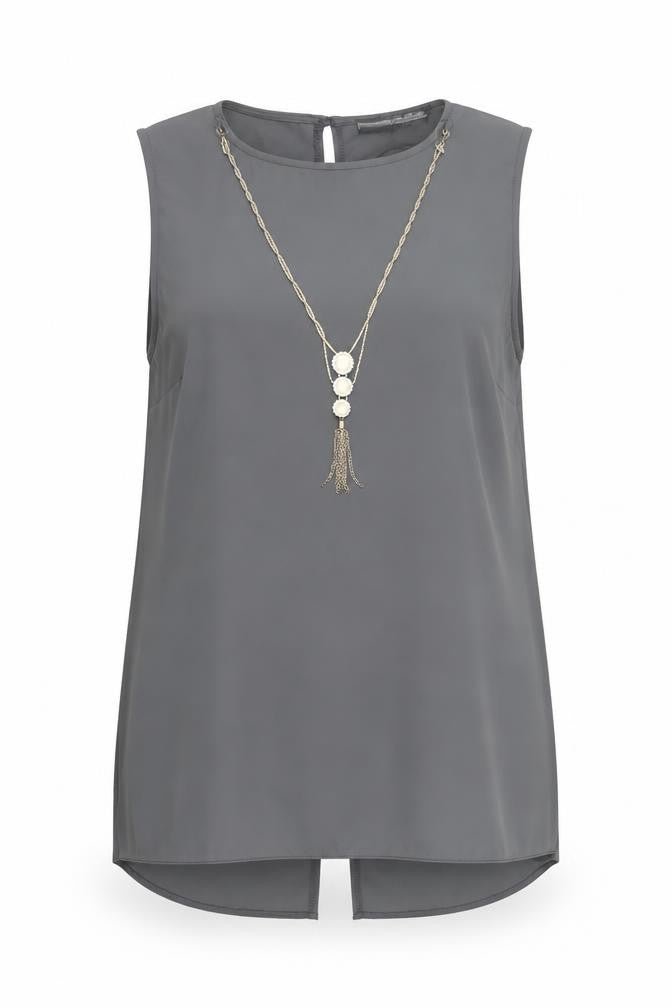 Atmosphere Women's Grey Chiffon Sleeveless Blouse Size 12