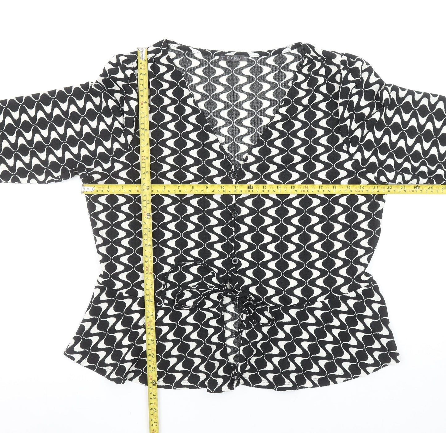 Dunnes Stores Womens Black Geometric Wrap Blouse Size L