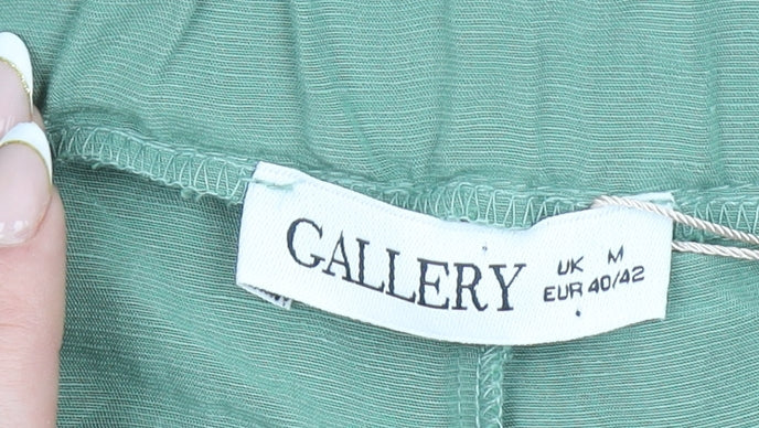 Gallery Women’s Green Tapered Lyocell Linen Drawstring Trousers Size M