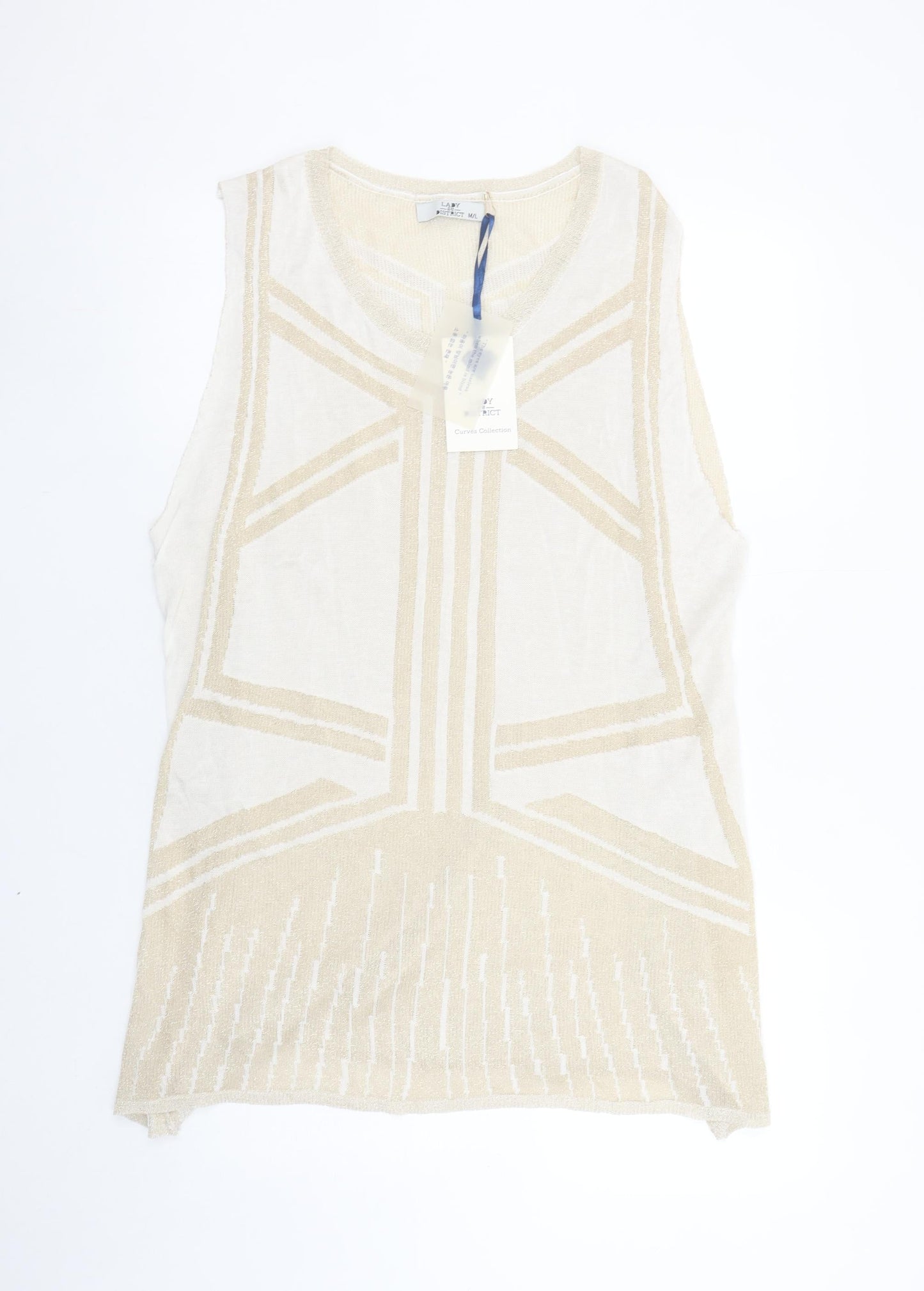 Lady District Women’s Beige Viscose Knit Sleeveless Vest M/L