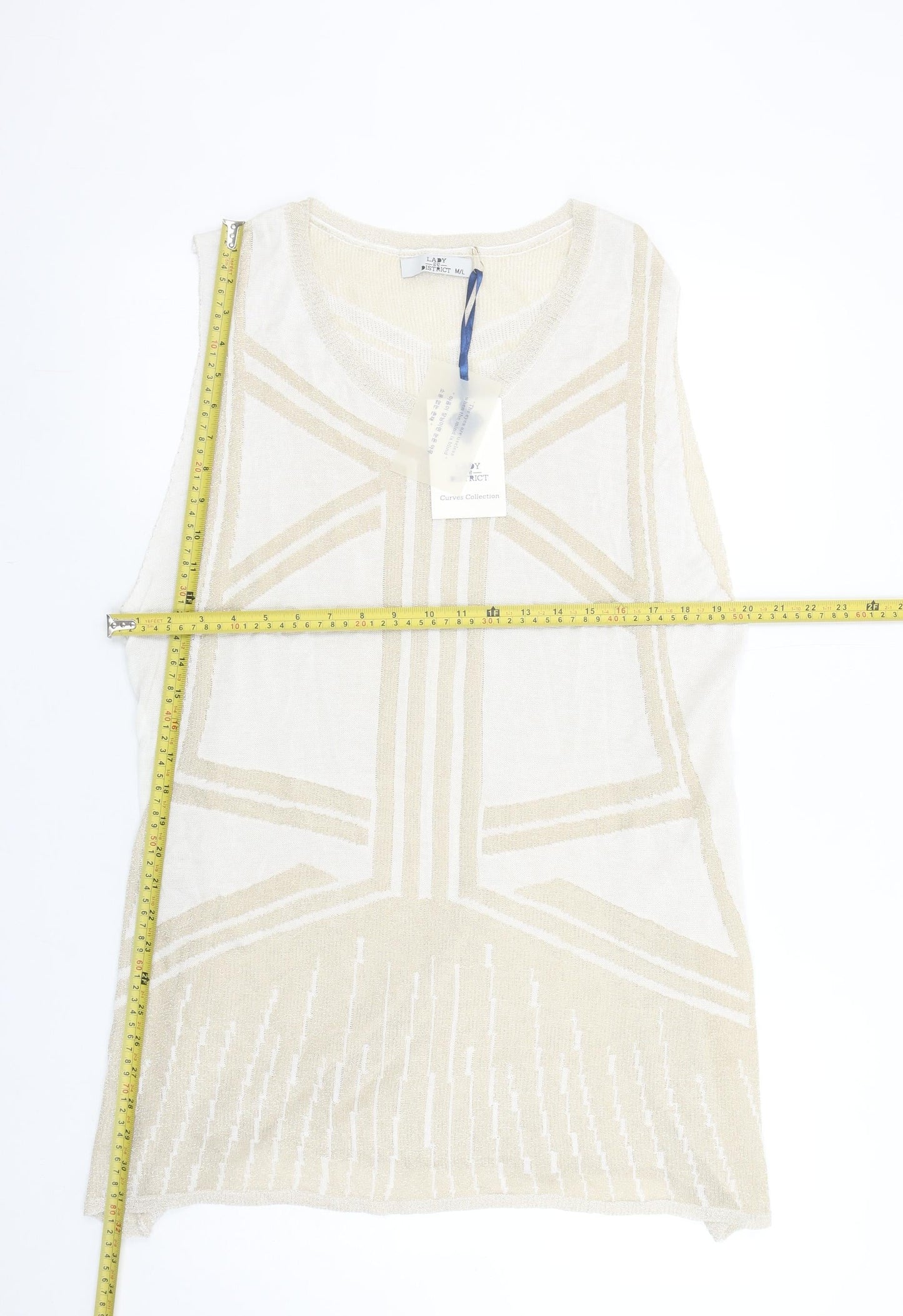 Lady District Women’s Beige Viscose Knit Sleeveless Vest M/L