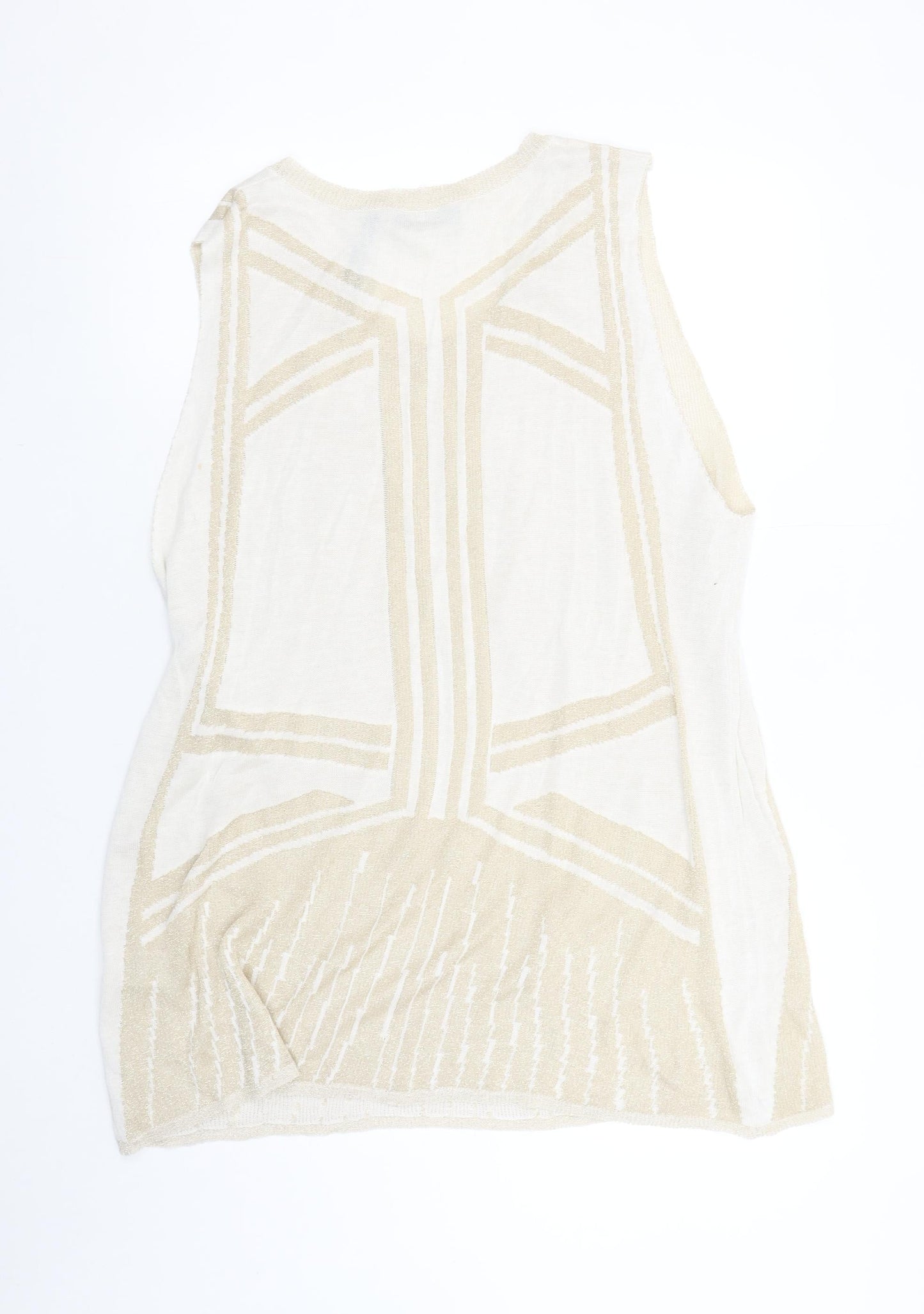 Lady District Women’s Beige Viscose Knit Sleeveless Vest M/L