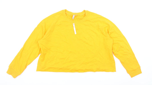 ASOS Women Yellow Cotton Pullover Sweatshirt UK 16 Regular Fit