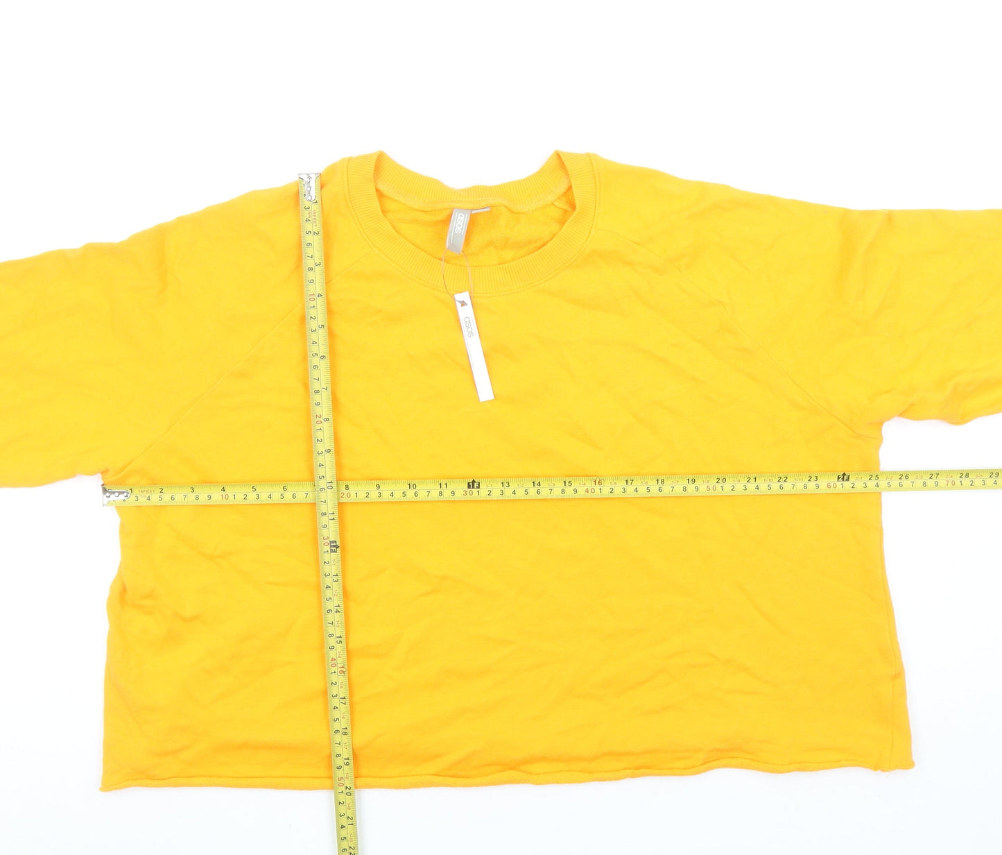 ASOS Women Yellow Cotton Pullover Sweatshirt UK 16 Regular Fit