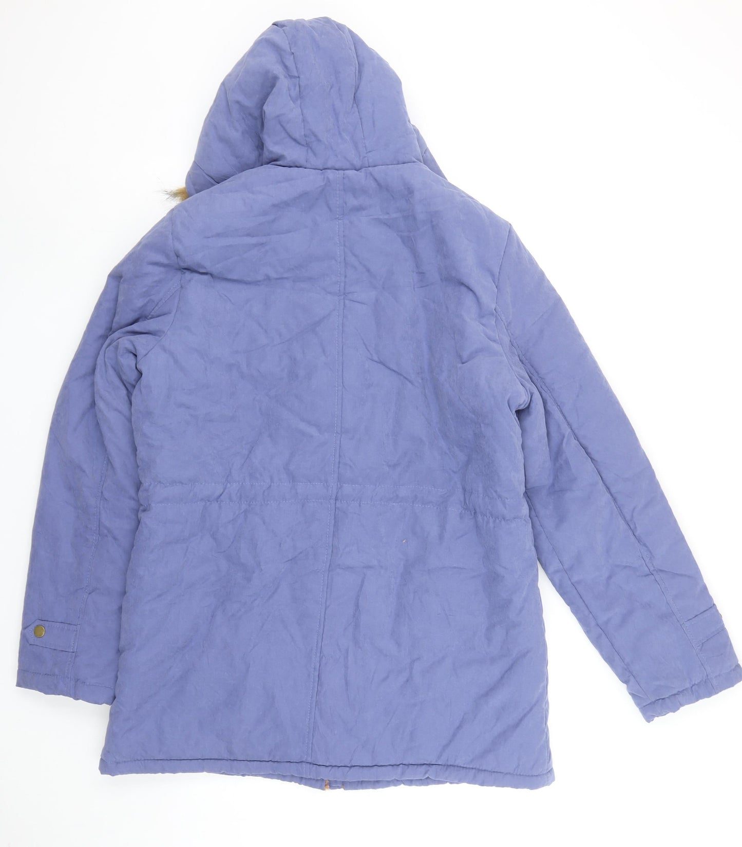 Fengzhiyuan Women’s Blue 2XL Hooded Fur Trim Parka Coat
