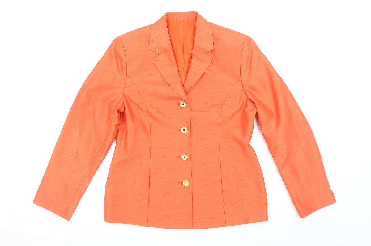Steilmann Women’s Orange Polyester Single-Breasted Blazer Jacket Size 12