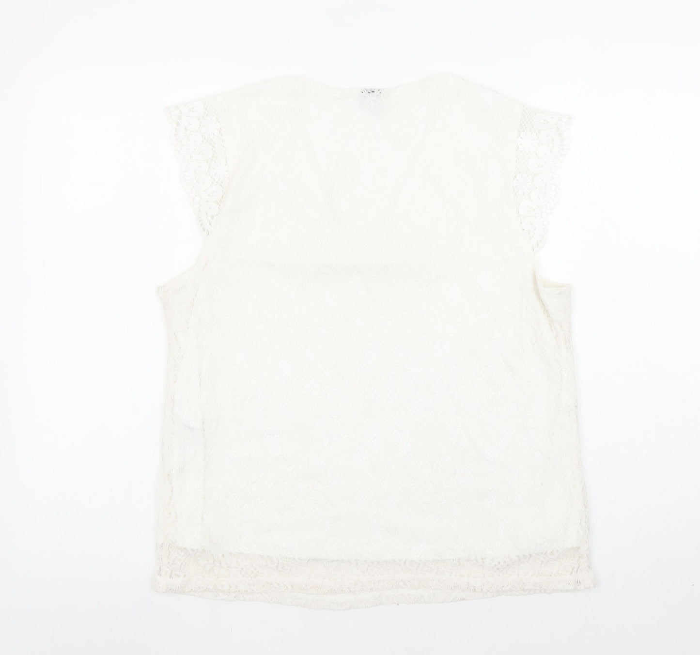 Pieces Women Ivory Lace V-Neck Camisole Blouse Size L