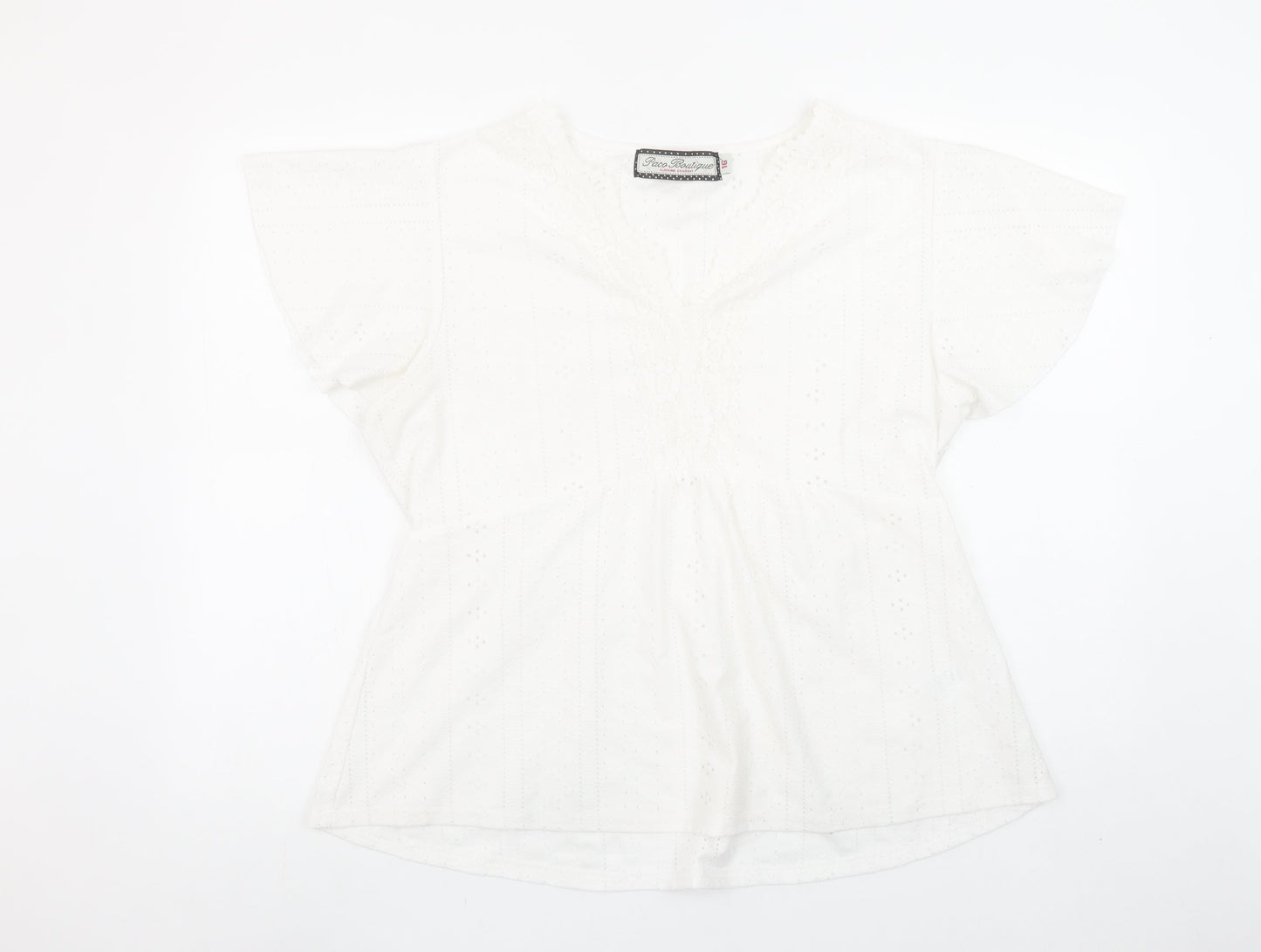 Paco Boutique Womens White Size 16 Tunic Blouse Flutter Sleeve