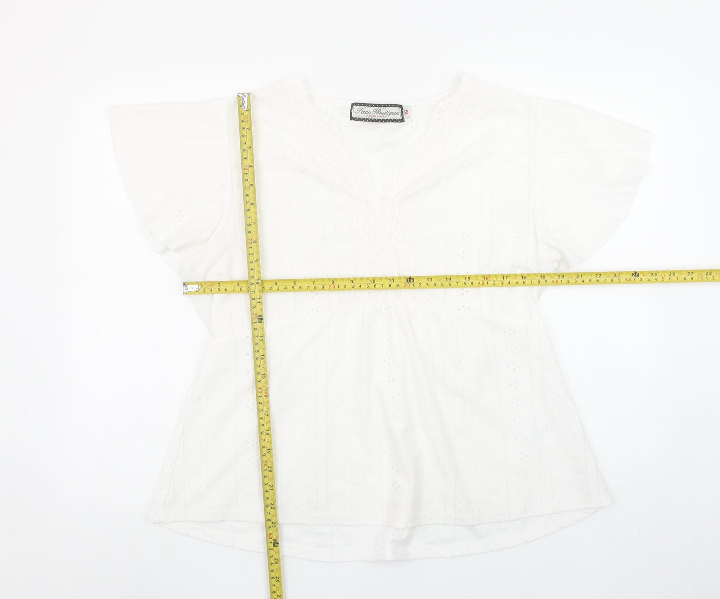 Paco Boutique Womens White Size 16 Tunic Blouse Flutter Sleeve