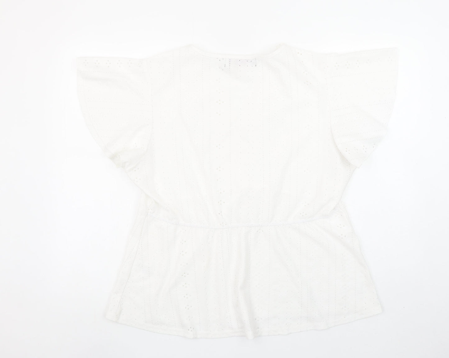Paco Boutique Womens White Size 16 Tunic Blouse Flutter Sleeve