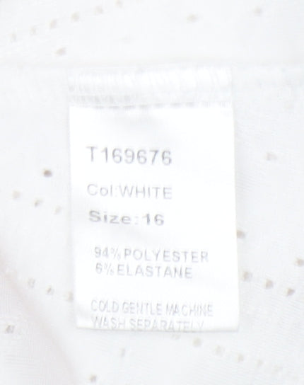 Paco Boutique Womens White Size 16 Tunic Blouse Flutter Sleeve