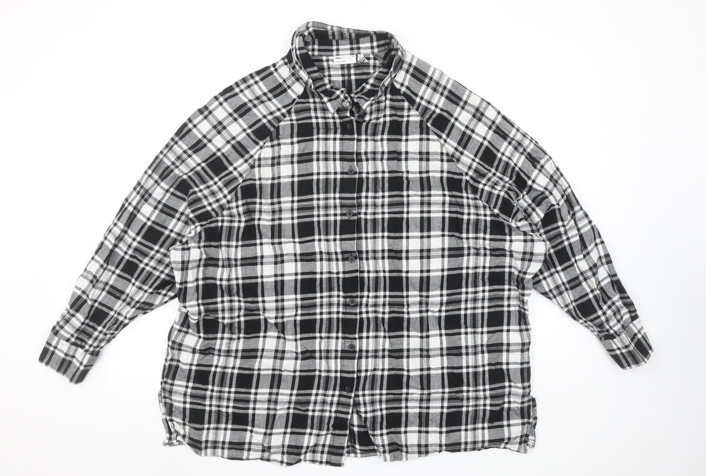 ASOS DESIGN Women’s Black Plaid Cotton Button-Up Shirt Size 16
