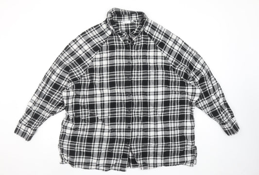 ASOS DESIGN Women’s Black Plaid Cotton Button-Up Shirt Size 16