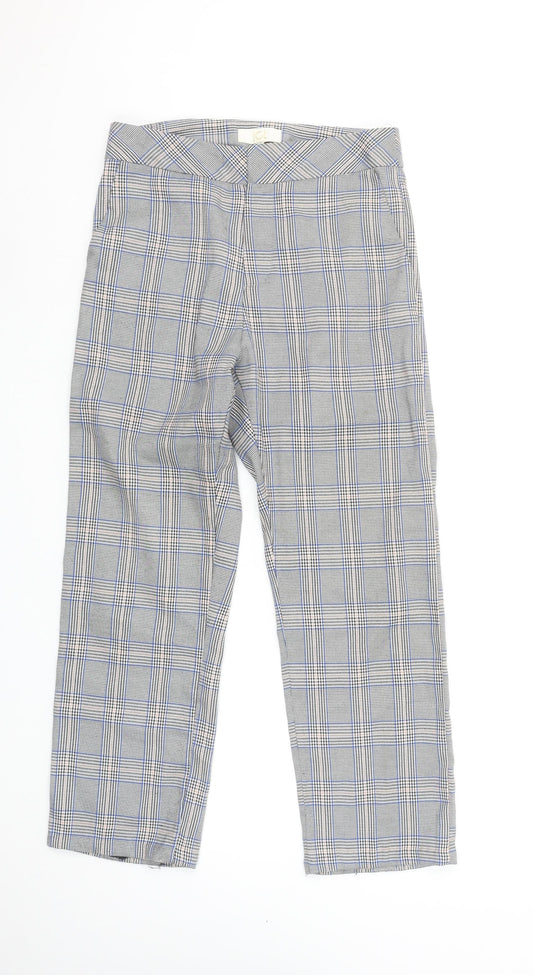 JCL Women’s Grey Check Straight Leg Trousers Size S
