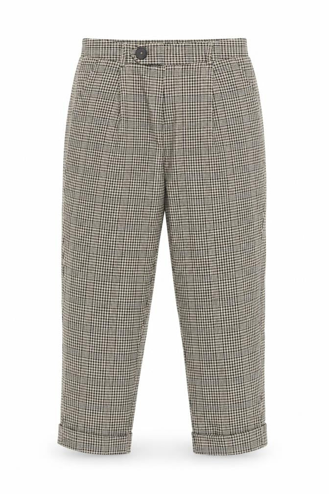 Stradivarius Womens Beige Check Tapered Trousers Size S