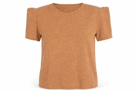 Compagnie Française Brown Floral Cotton Women's T-Shirt S
