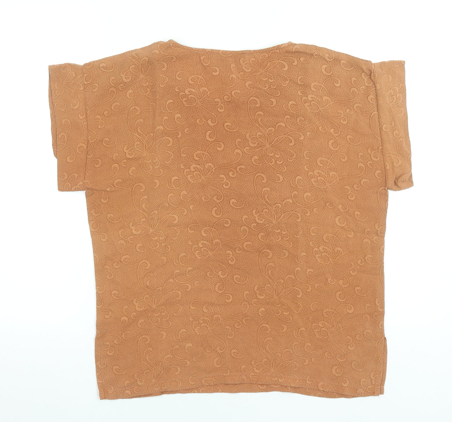 Compagnie Française Brown Floral Cotton Women's T-Shirt S