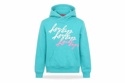 Henleys Girls Blue Pullover Hoodie Size L Graphic Print Cotton Blend