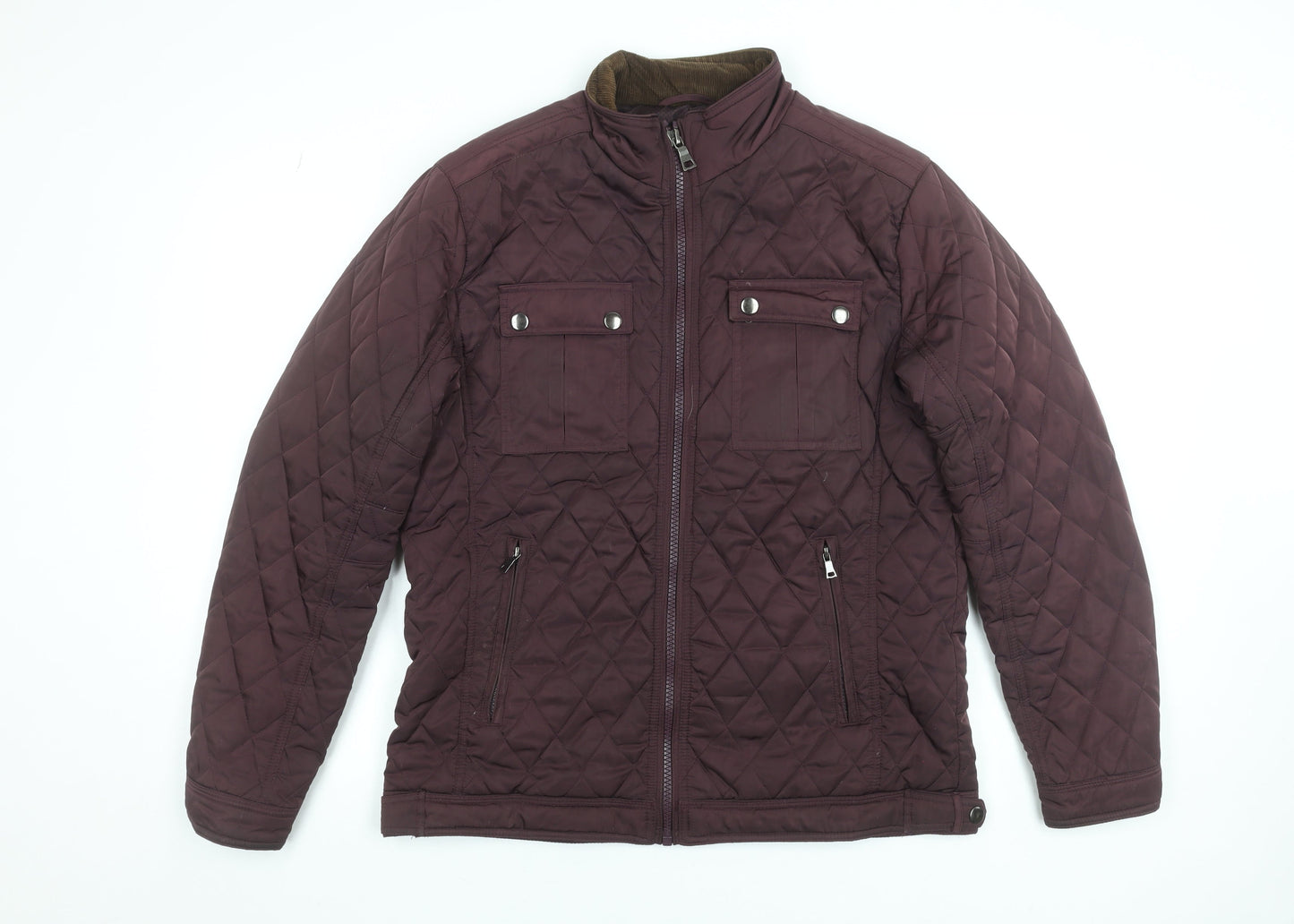 St. Bernard Men's Brown Quilted Polyester Mid-Length Jacket L