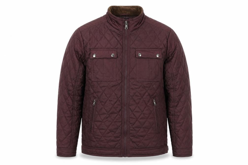 St. Bernard Men's Brown Quilted Polyester Mid-Length Jacket L