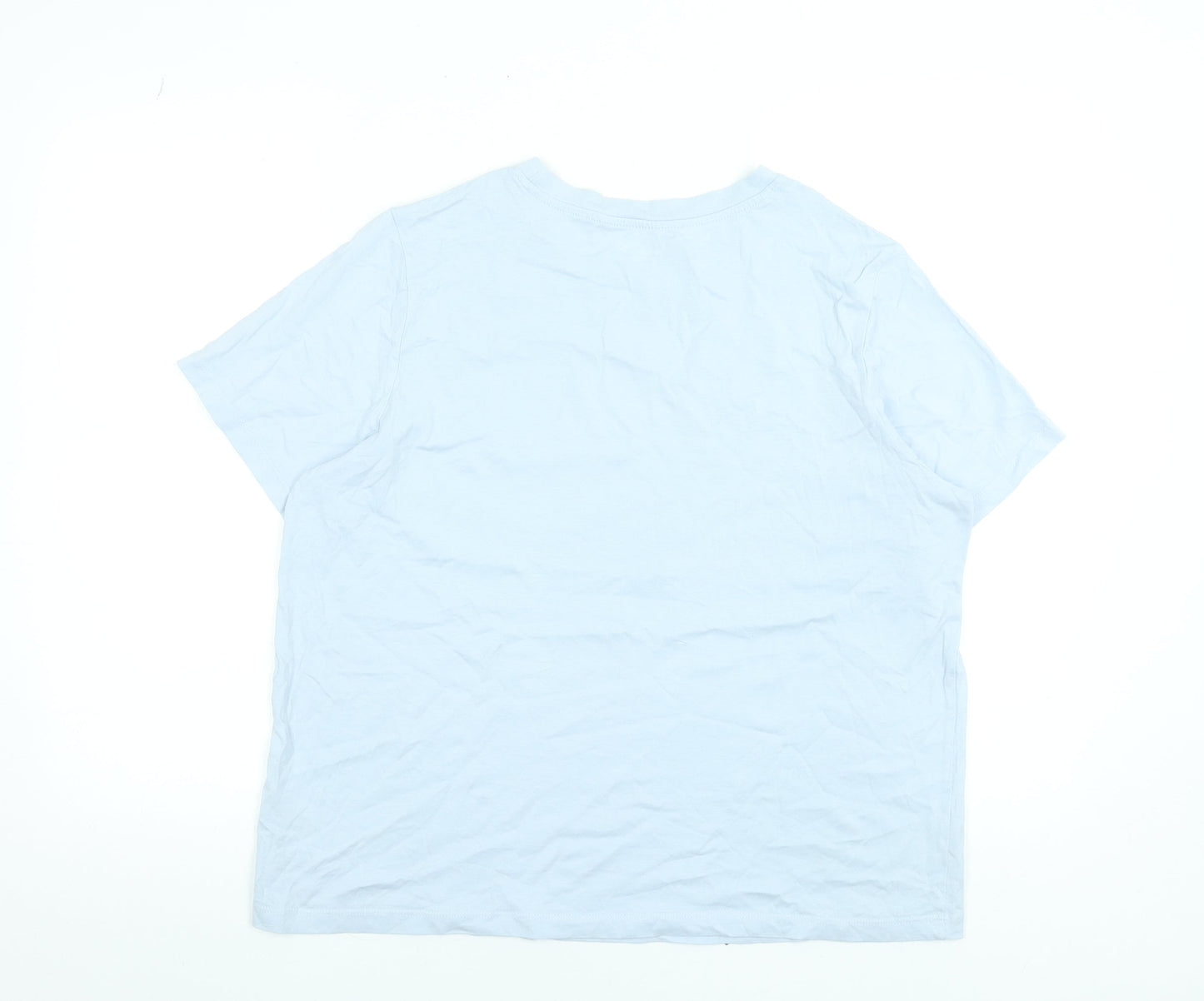 Dunnes Stores Women Blue Graphic Wildflower Cotton T-Shirt Size L