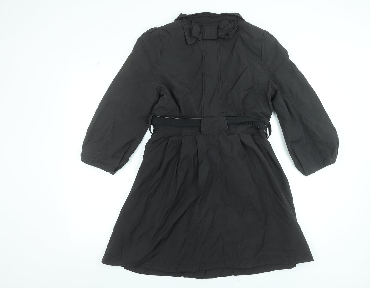 Yumi Women's Black Belted Mid-Length Trench Coat Size M