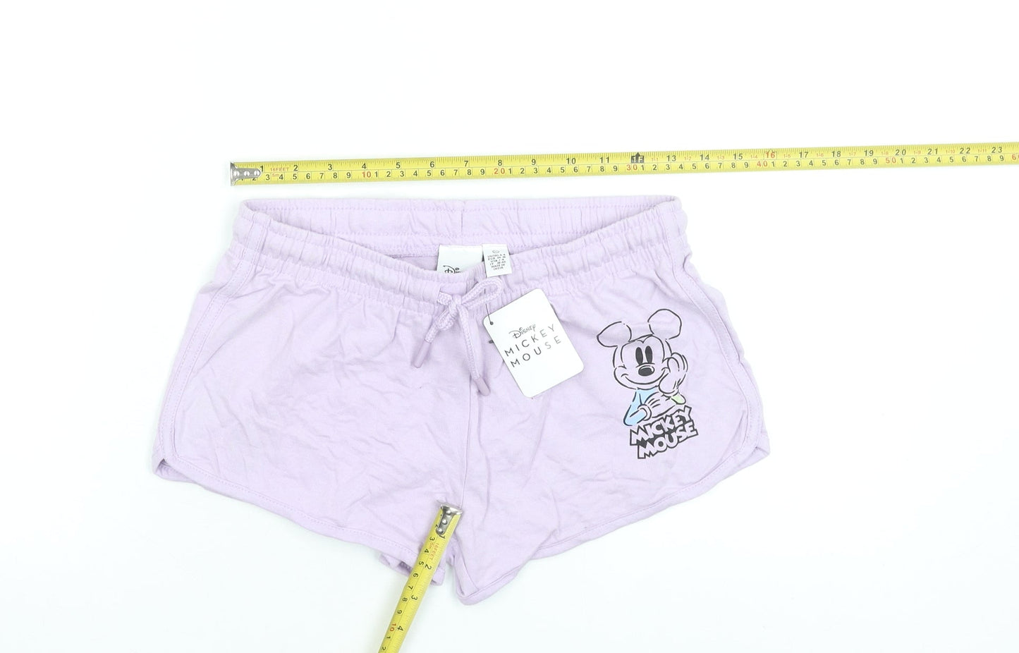 Disney Women's Purple Mickey Mouse XS Cotton Drawstring Shorts