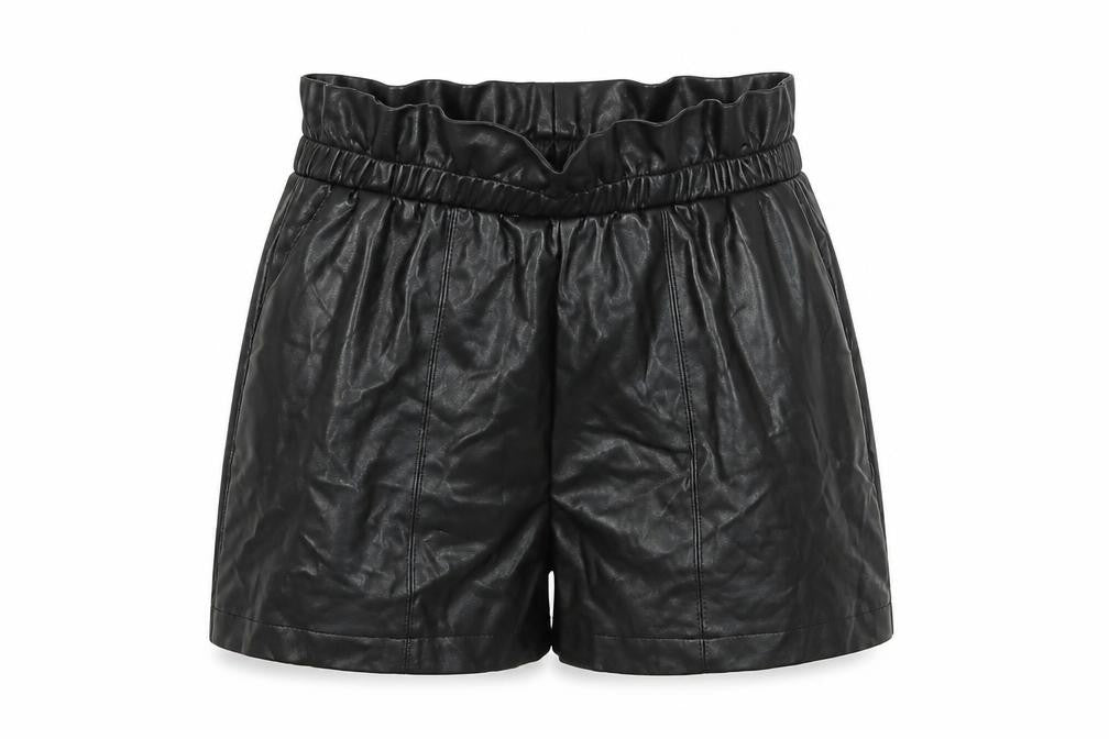 Primark Women Black Size 6 Paperbag Faux Leather Shorts