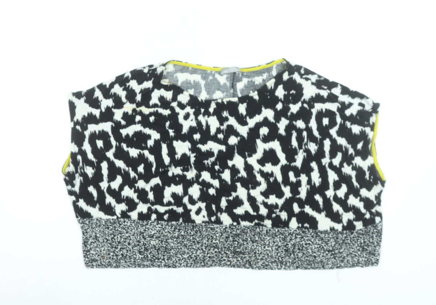 Zara Women Black Animal Print Cropped Sleeveless Blouse M