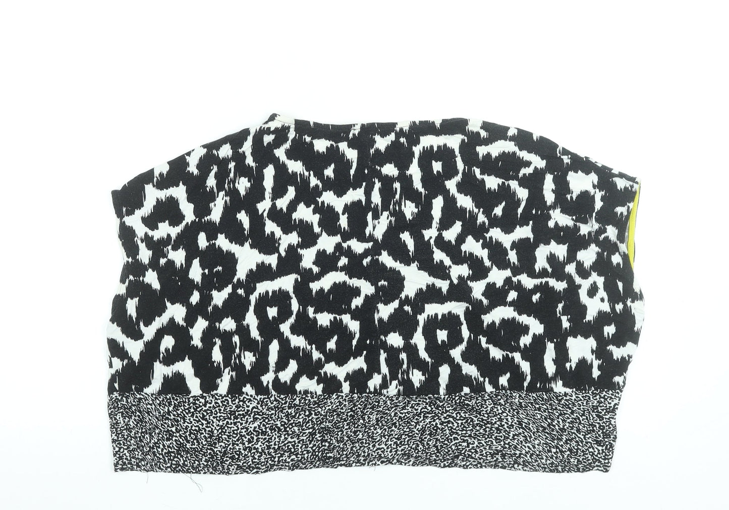 Zara Women Black Animal Print Cropped Sleeveless Blouse M