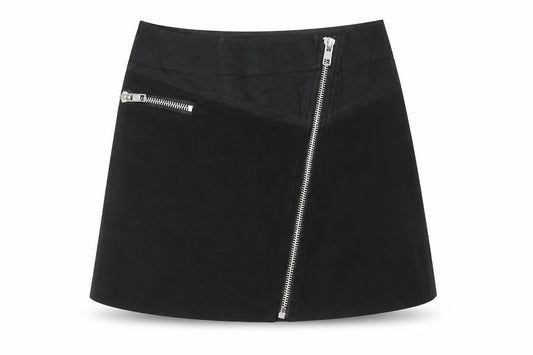 Zara Women Black A-Line Short Stretch Zip Skirt Size S