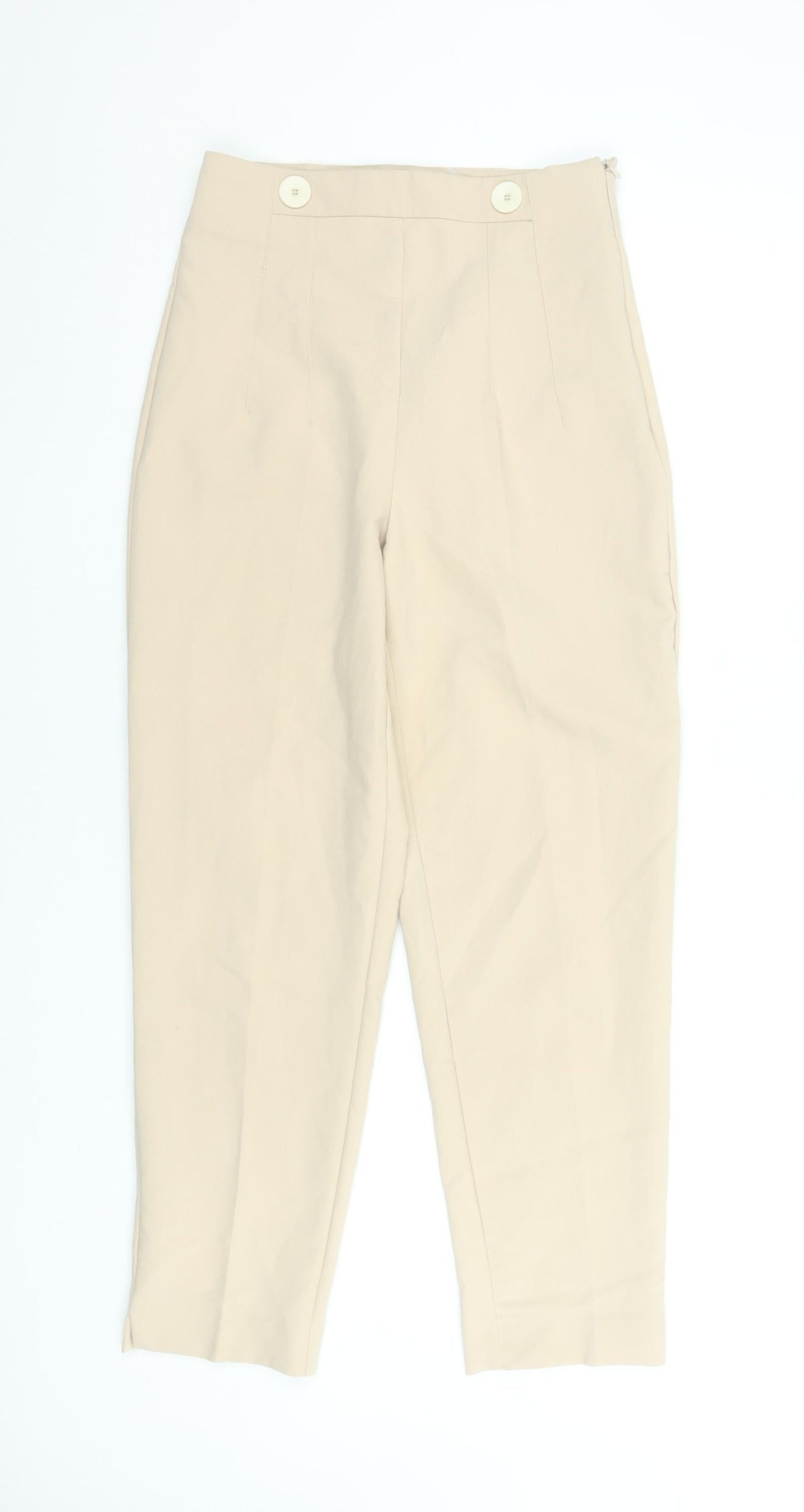 ZARA Women’s Beige High Waist Chino Trousers Size S