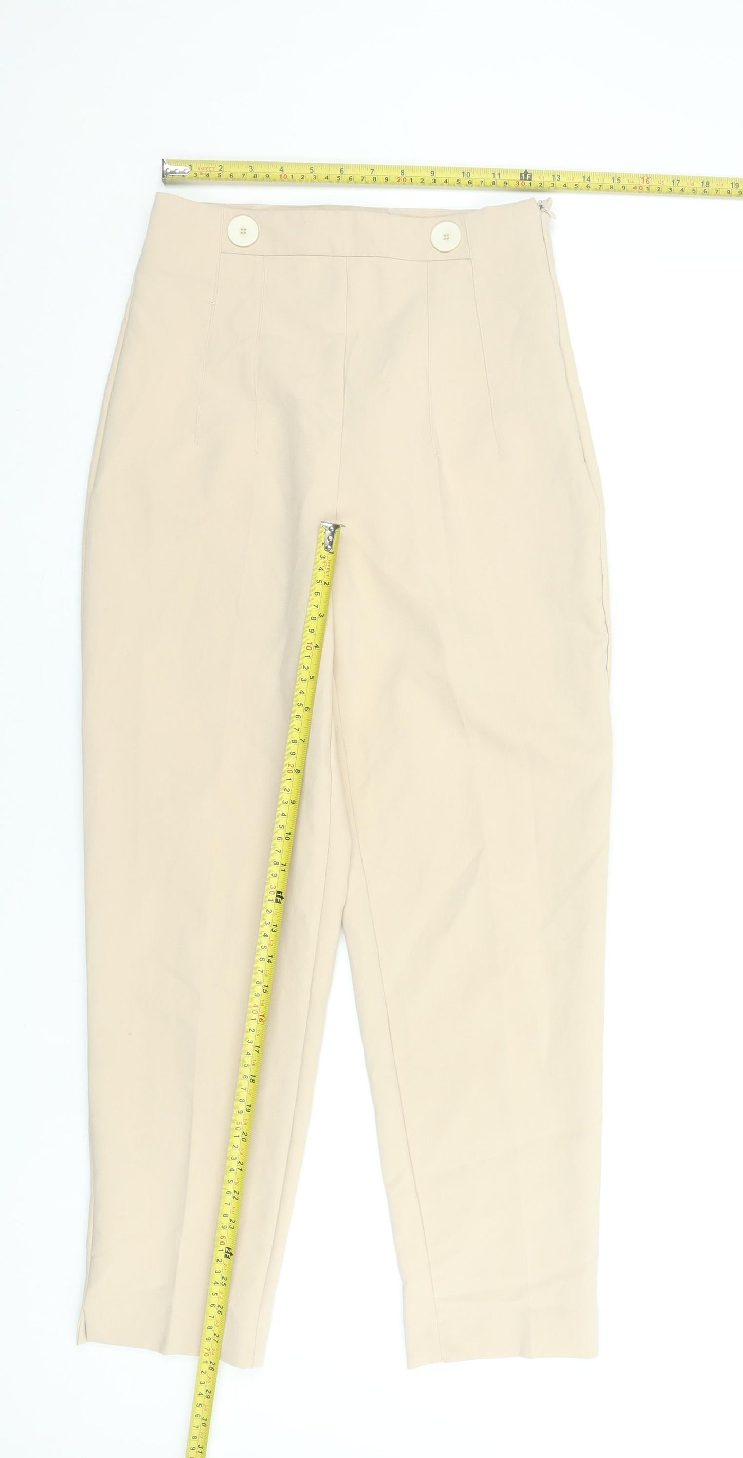 ZARA Women’s Beige High Waist Chino Trousers Size S