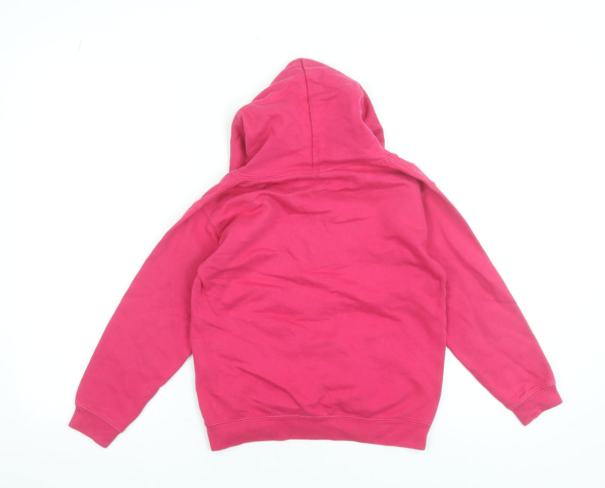 AWDis Girls Pink Pullover Hoodie 7-8 Years Born to Farm Graphic Sweatshirt