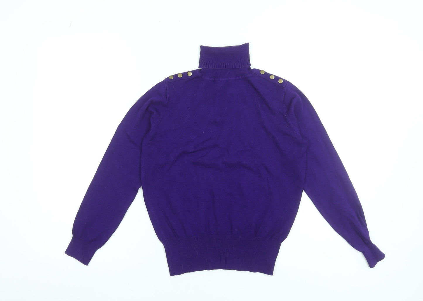 Wallis Women’s Purple Roll Neck Button Detail Jumper Size 12