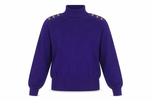 Wallis Women’s Purple Roll Neck Button Detail Jumper Size 12