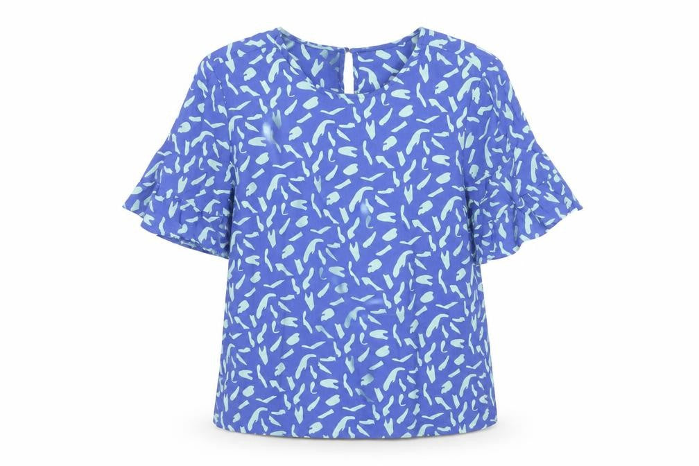 Vero Moda Women's Blue Abstract Short Sleeve Viscose Blouse M