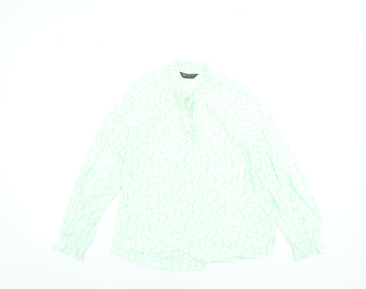 Marks and Spencer Women Green Floral Petite Size 12 Viscose Tunic Blouse