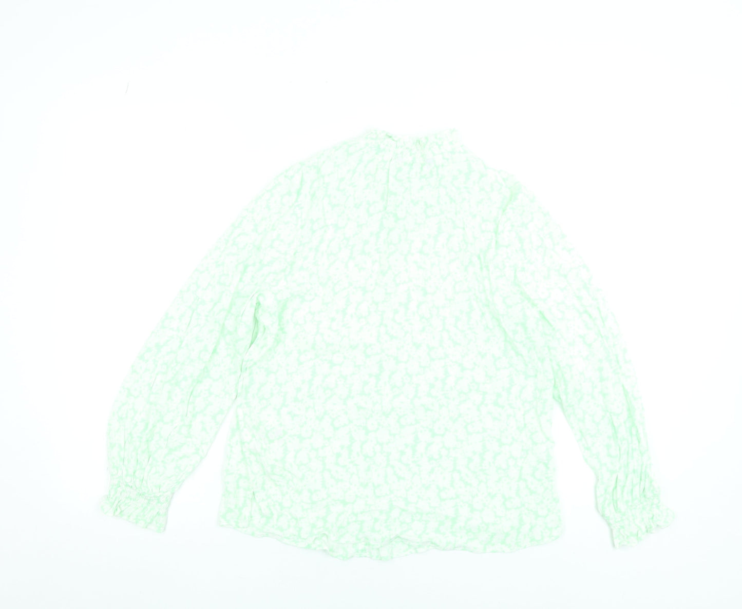 Marks and Spencer Women Green Floral Petite Size 12 Viscose Tunic Blouse