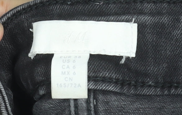 H&M Womens Black High Rise Straight Jeans Size 10 Slim Fit